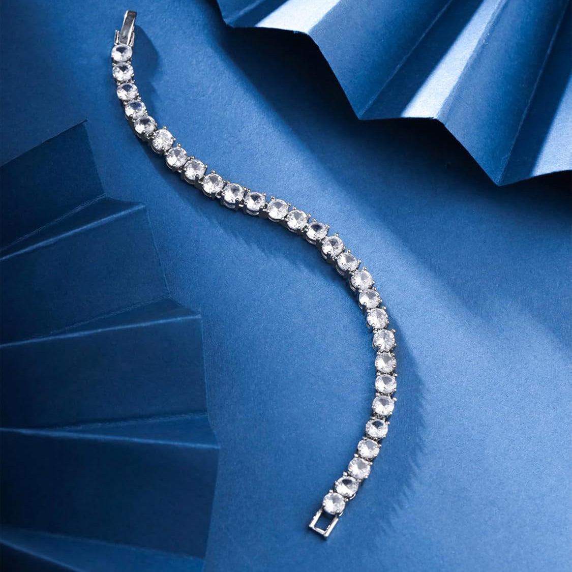 Luxury Silver Crystal Tennis Bracelet for Women – Elegant Round Cut Party & Wedding Jewelry