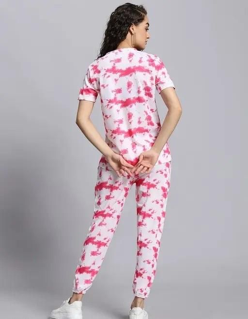 Women’s Casual Tie-Dye Print Night Suit – Lycra Blend Comfortable Sleepwear Set