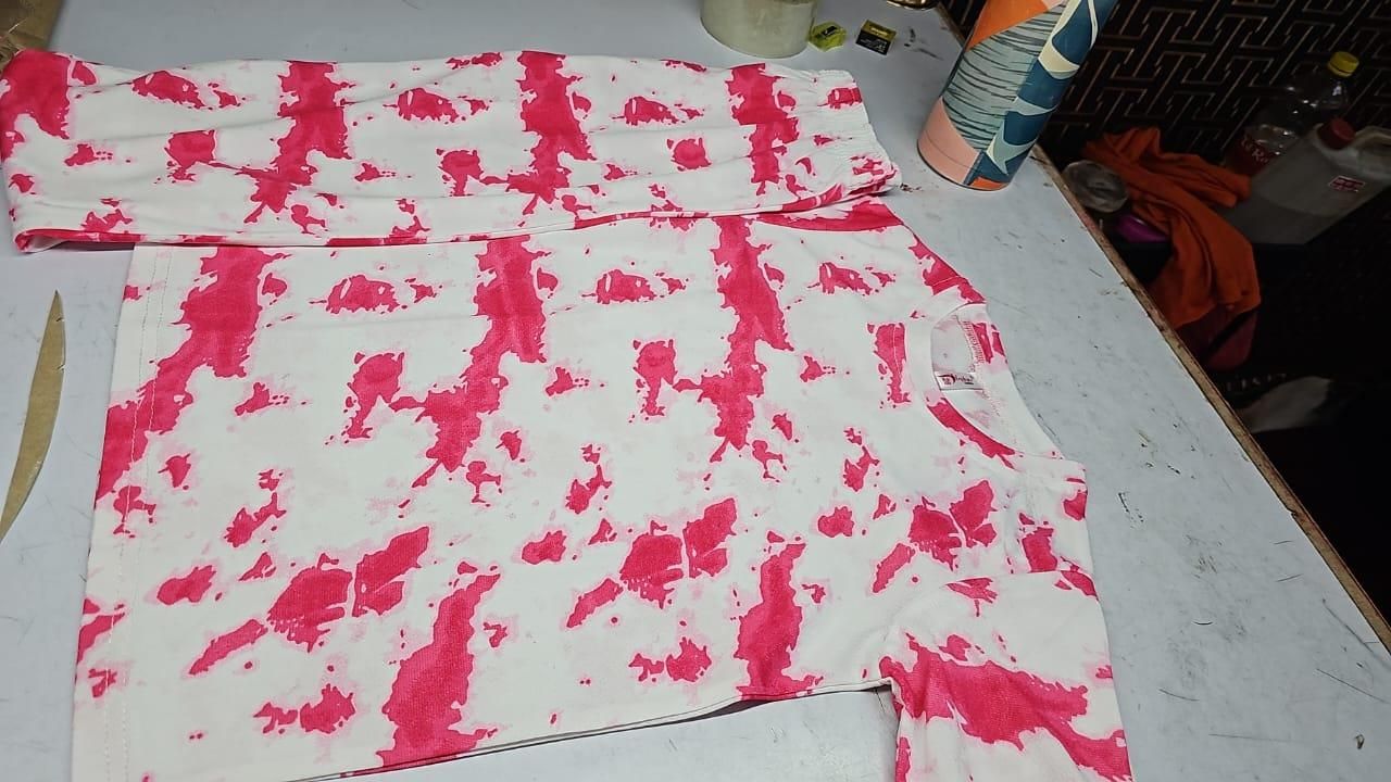 Women’s Casual Tie-Dye Print Night Suit – Lycra Blend Comfortable Sleepwear Set