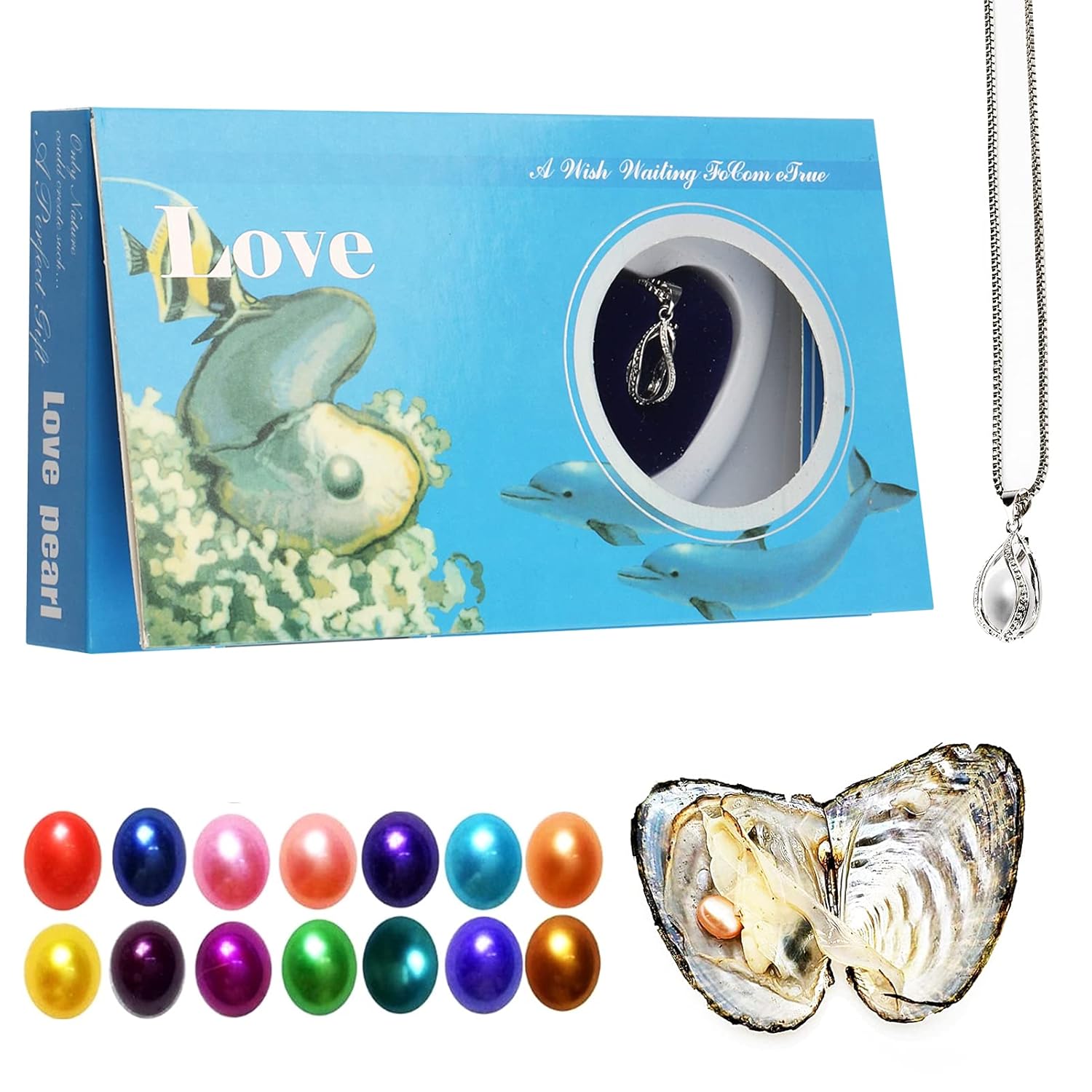 Freshwater Shell Canned Oyster Ocean Love Real Pearl Necklace Set