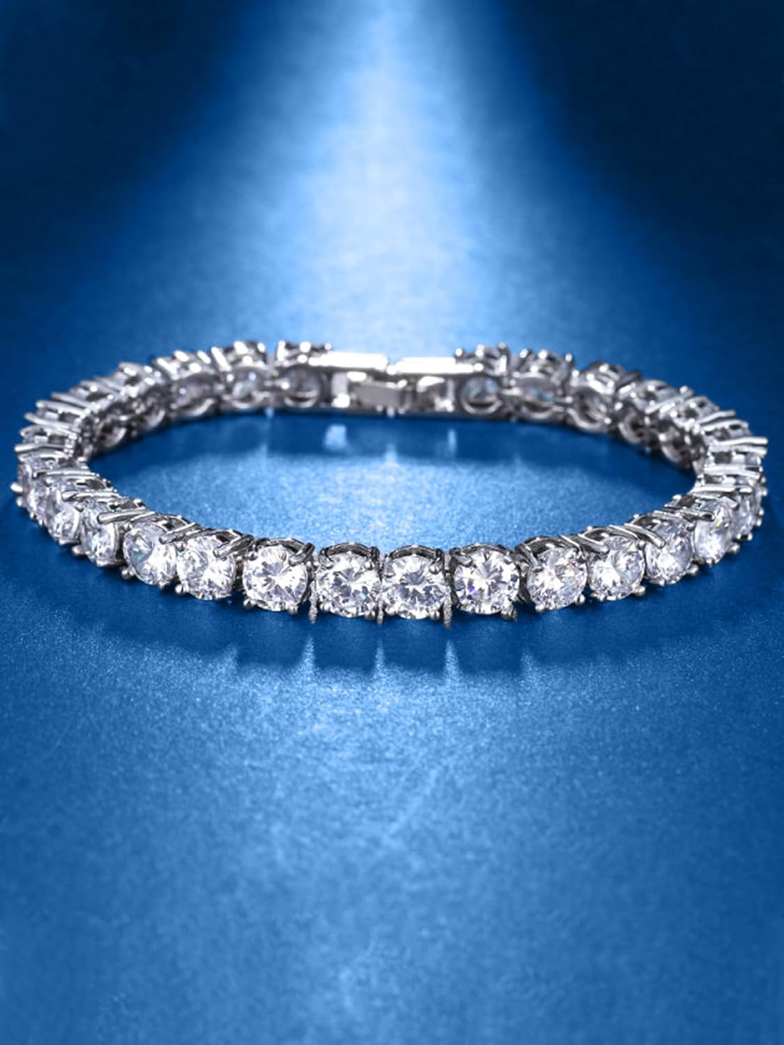 Luxury Silver Crystal Tennis Bracelet for Women – Elegant Round Cut Party & Wedding Jewelry