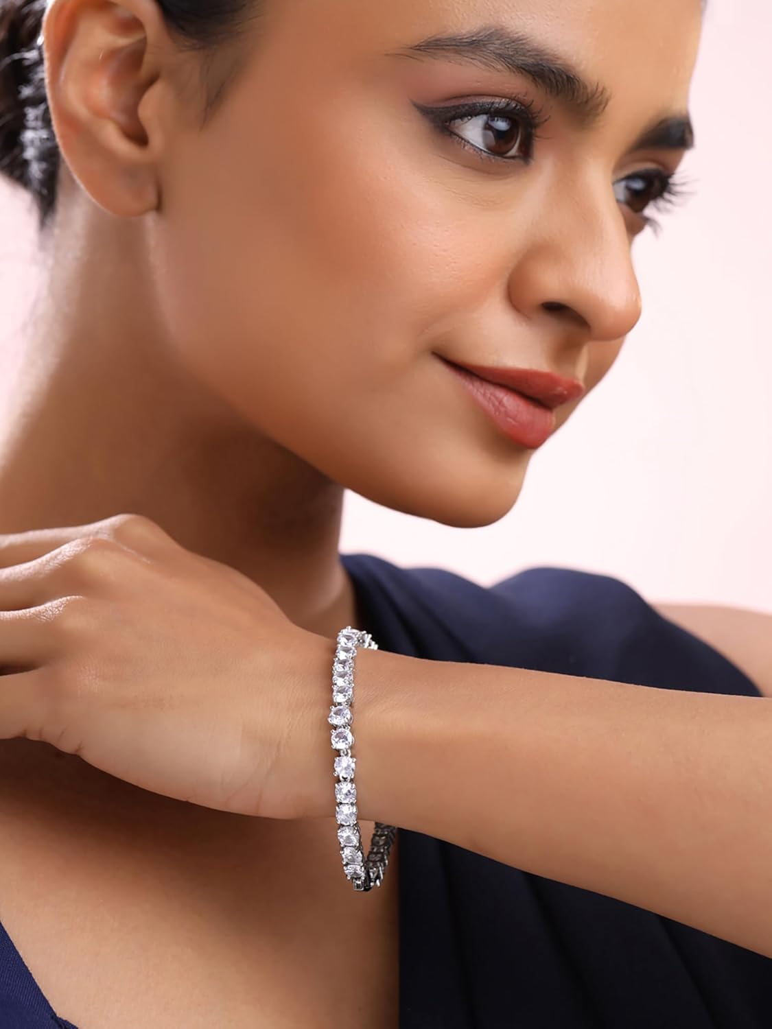 Luxury Silver Crystal Tennis Bracelet for Women – Elegant Round Cut Party & Wedding Jewelry