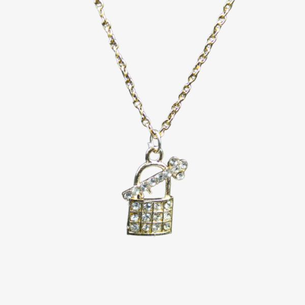 NeoLux Lock and Key Diamond Pendant Necklace - Symbolic Elegance and Sparkling Charm