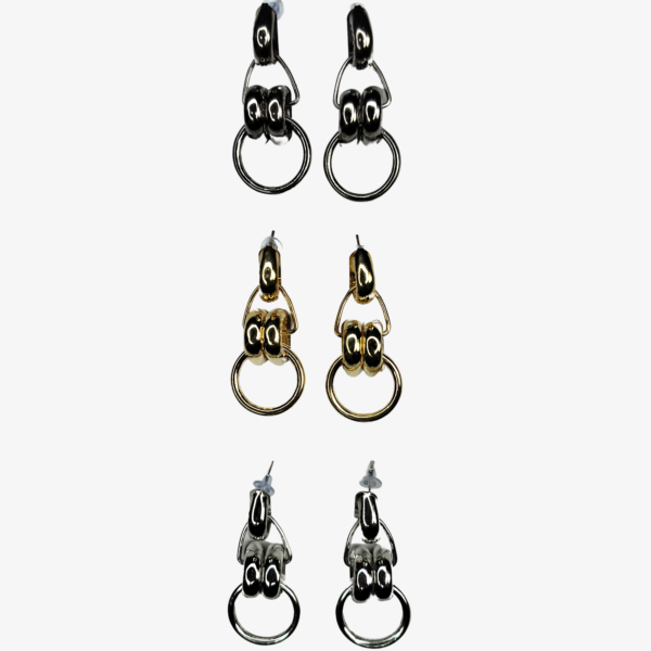 NeoLux Ring Linked Chain Earrings Combo - Modern Elegance in Multiple Finishes