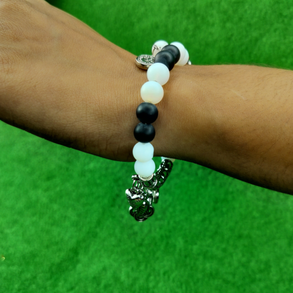 NeoLux Black and White Beads Charm Bracelet - Stylish Balance and Symbolic Elegance