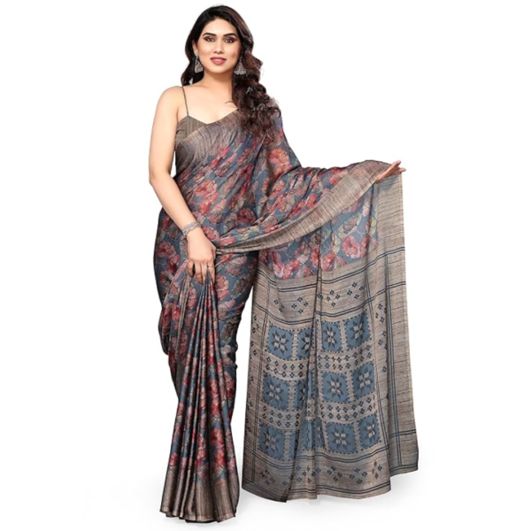 MIRCHI FASHION Women's Floral Chiffon Saree with Blouse Piece