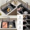 ARQUIN Kitchen Sink with Waterfall & Faucet - Nano Coated Stainless Steel - Image 2