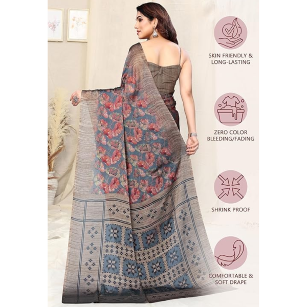 MIRCHI FASHION Women's Floral Chiffon Saree with Blouse Piece - Image 3