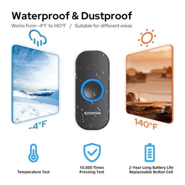 COSTAR Wireless Door Bell Kit | 57 Ringtones - Image 3