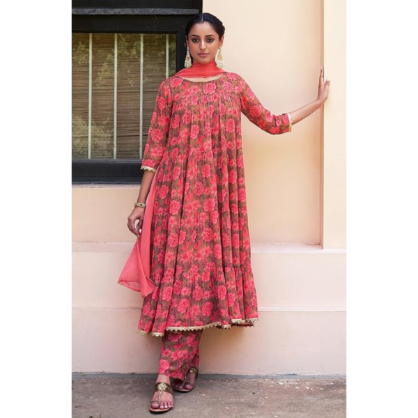 Janasya Georgette Digital Printed Kurta Set - Image 3