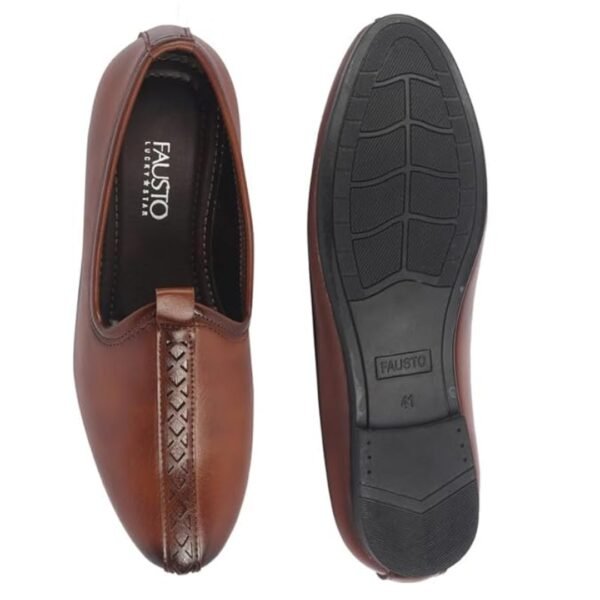 FAUSTO Men’s Tan Traditional Shoes - Image 4