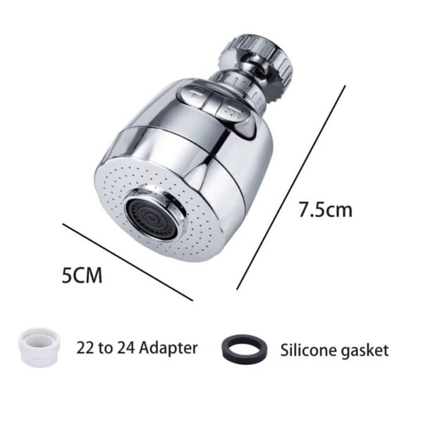 HEXONIQ® 360° Swivel Sink Faucet Extended Bubbler Tap Aerator Water Saving Faucet Filter Tap Aerator Filter Tap Spray Adjuster Nozzle Head for Bathroom Kitchen, 7.5 x 5 cm - Image 2