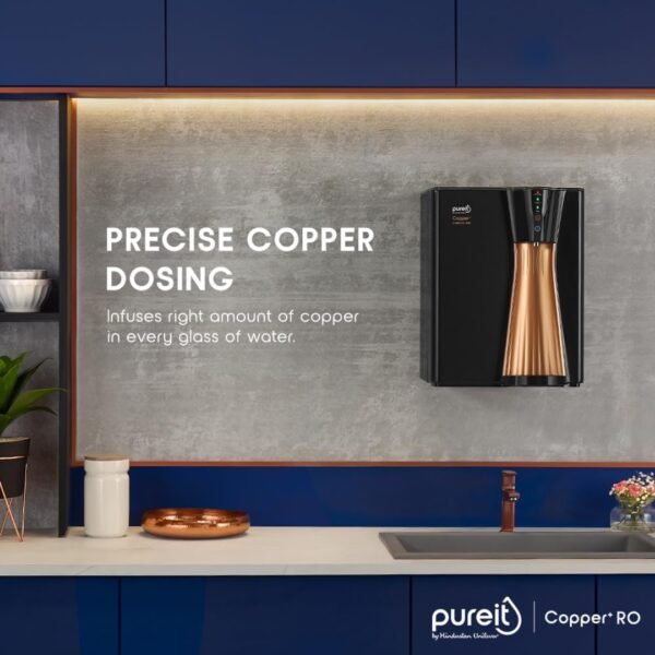 HUL Pureit Copper+ RO+UV+MF Water Purifier | 7-Stage Purification | 8L Capacity | Black & Copper - Image 2