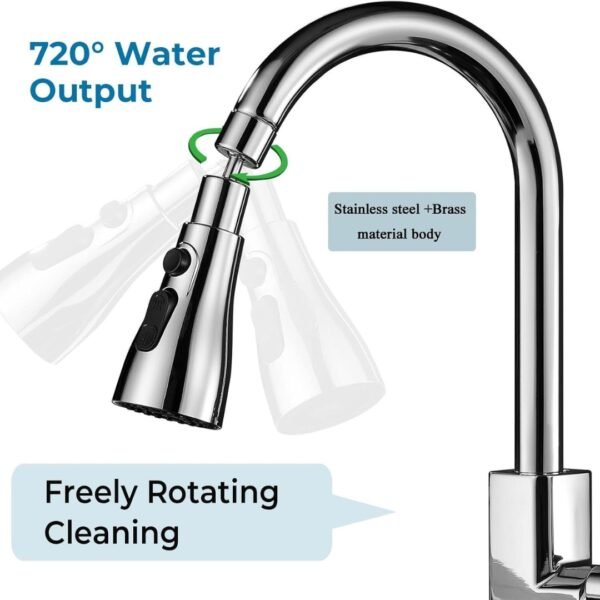 AKRIZA Tap Extender For Kitchen Sink Universal Kitchen Fauet 3 Function Pull Down Sink Sprayer Attachment For Faucet Pull out Spray Head Big Angle Rotatable kitchen sink accessories items - Image 3