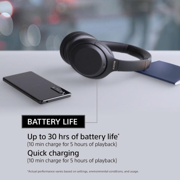 Sony WH-1000XM4 Industry Leading Wireless Noise Cancellation Bluetooth Over Ear Headphones with Mic for Phone Calls, 30 Hours Battery Life, Quick Charge, AUX, Touch Control and Voice Control - Black - Image 4