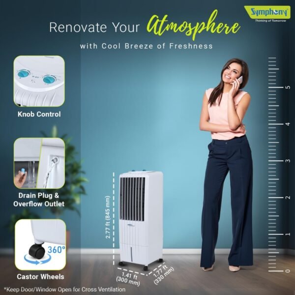 Symphony Diet 12T Personal Tower Air Cooler | i-Pure Technology, Honeycomb Pad, Powerful Blower | 12L - Image 5
