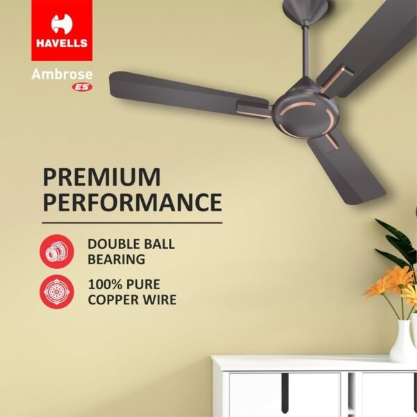 Havells 1200Mm Ambrose Es Ceiling Fan|Premium Matt Finish,Decorative Fan,Elegant Looks,High Air Delivery,Energy Saving,100% Pure Copper Motor - Image 5